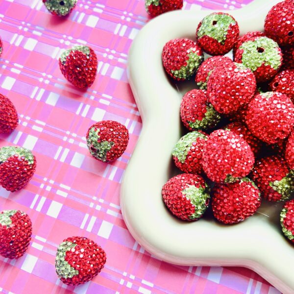 Rhinestone Clay Strawberry Beads