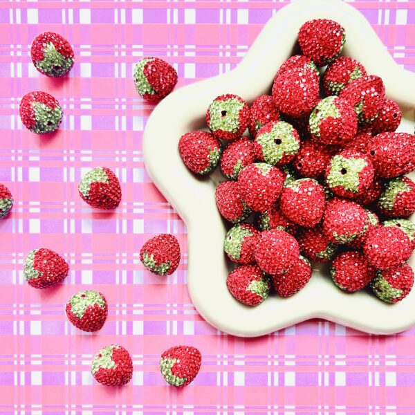 Rhinestone Clay Strawberry Beads