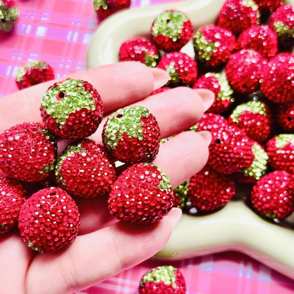 Rhinestone Clay Strawberry Beads