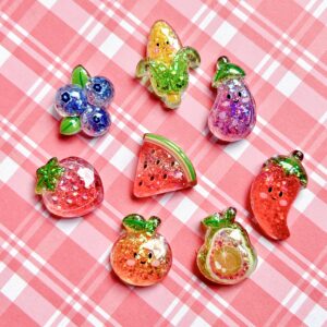 Fruit & Veg Glitter Flat Back Charms Set 8pc - Image 2