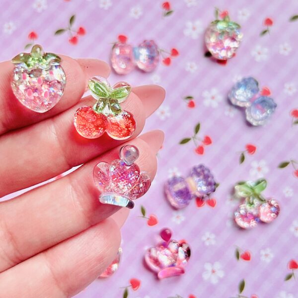 Mini Glitter Flat Back Charms Mix 10pc