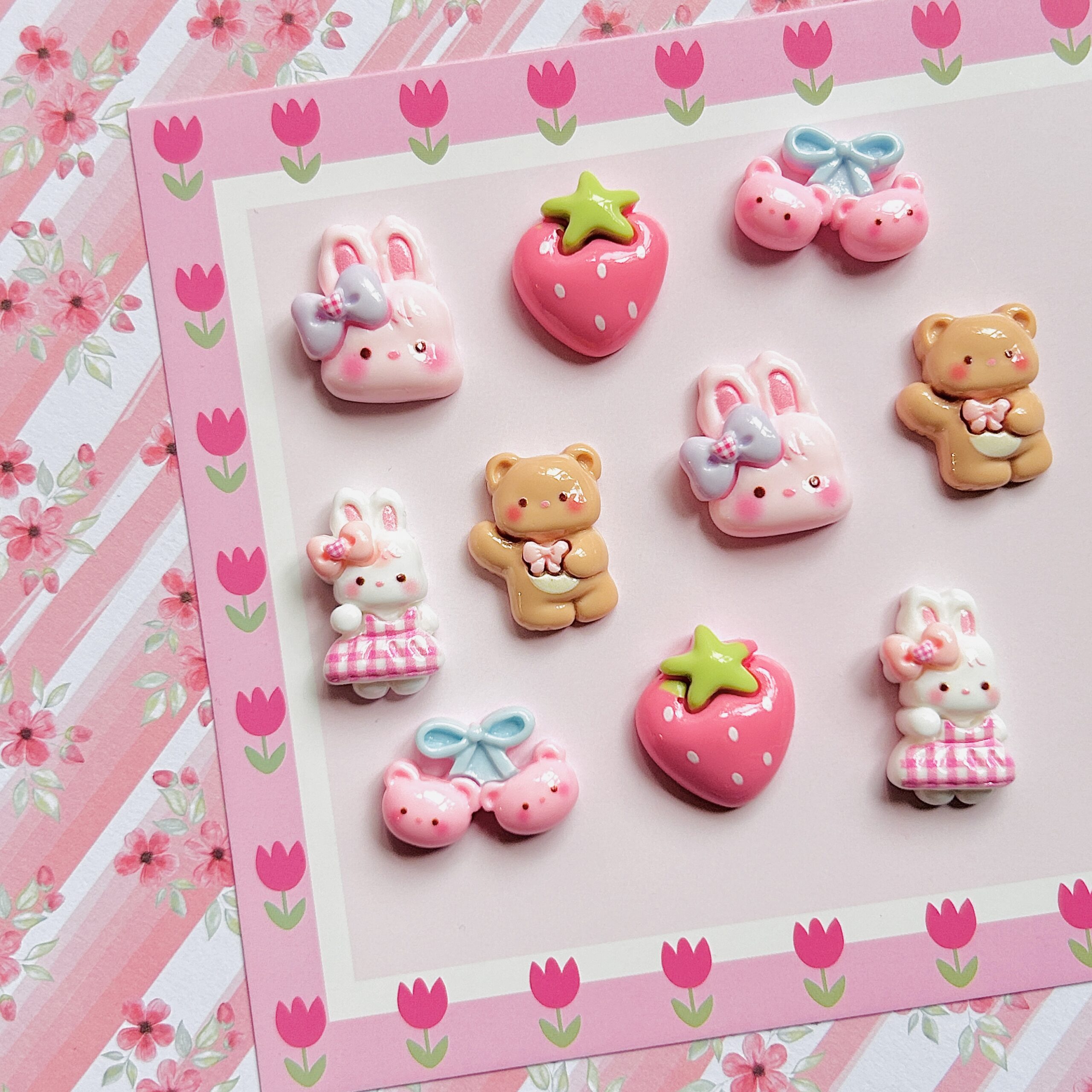 Bunny Cuties Flat Back Charms Set 10pc - Image 1