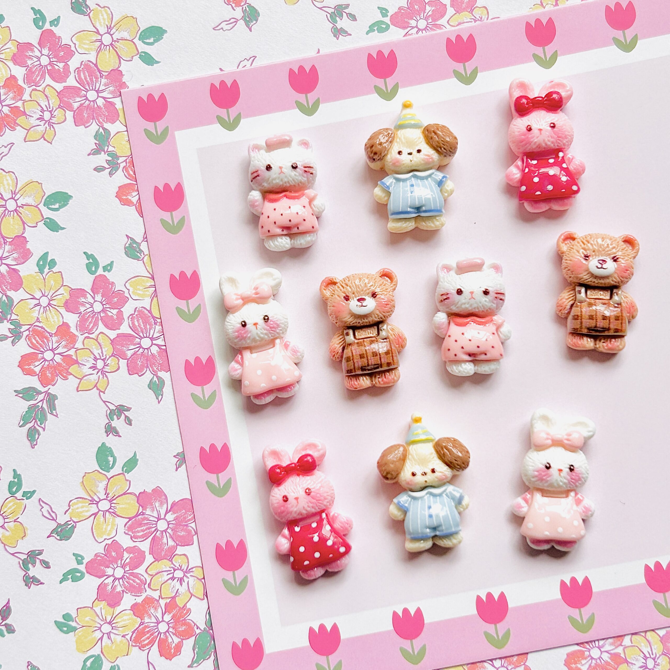 Sweet Animals Flat Back Charms Set 10pc - Image 2