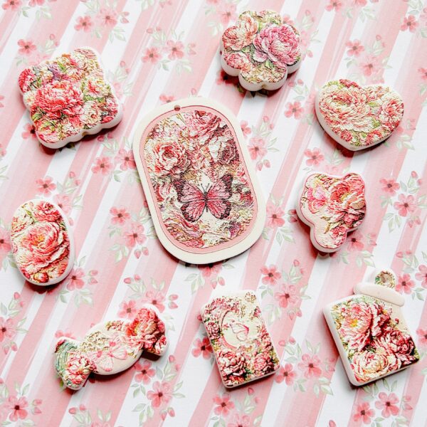 Floral Butterfly Beads & Pendants Mix 9pc