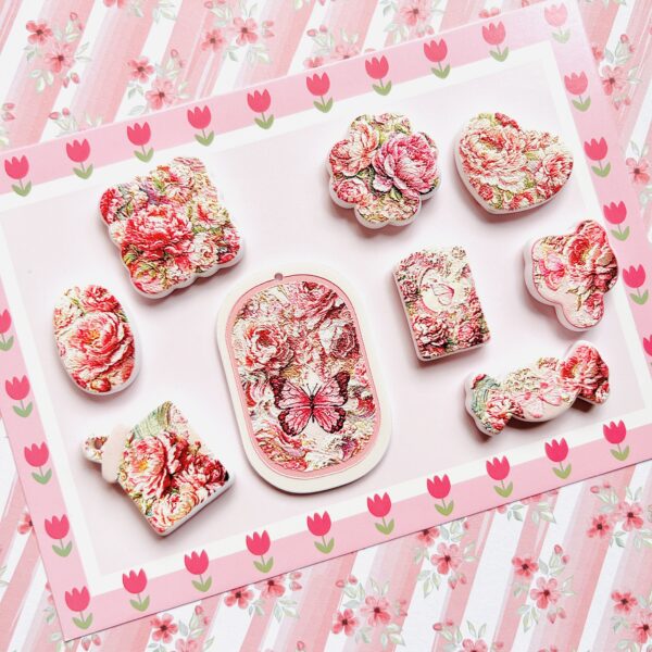 Floral Butterfly Beads & Pendants Mix 9pc