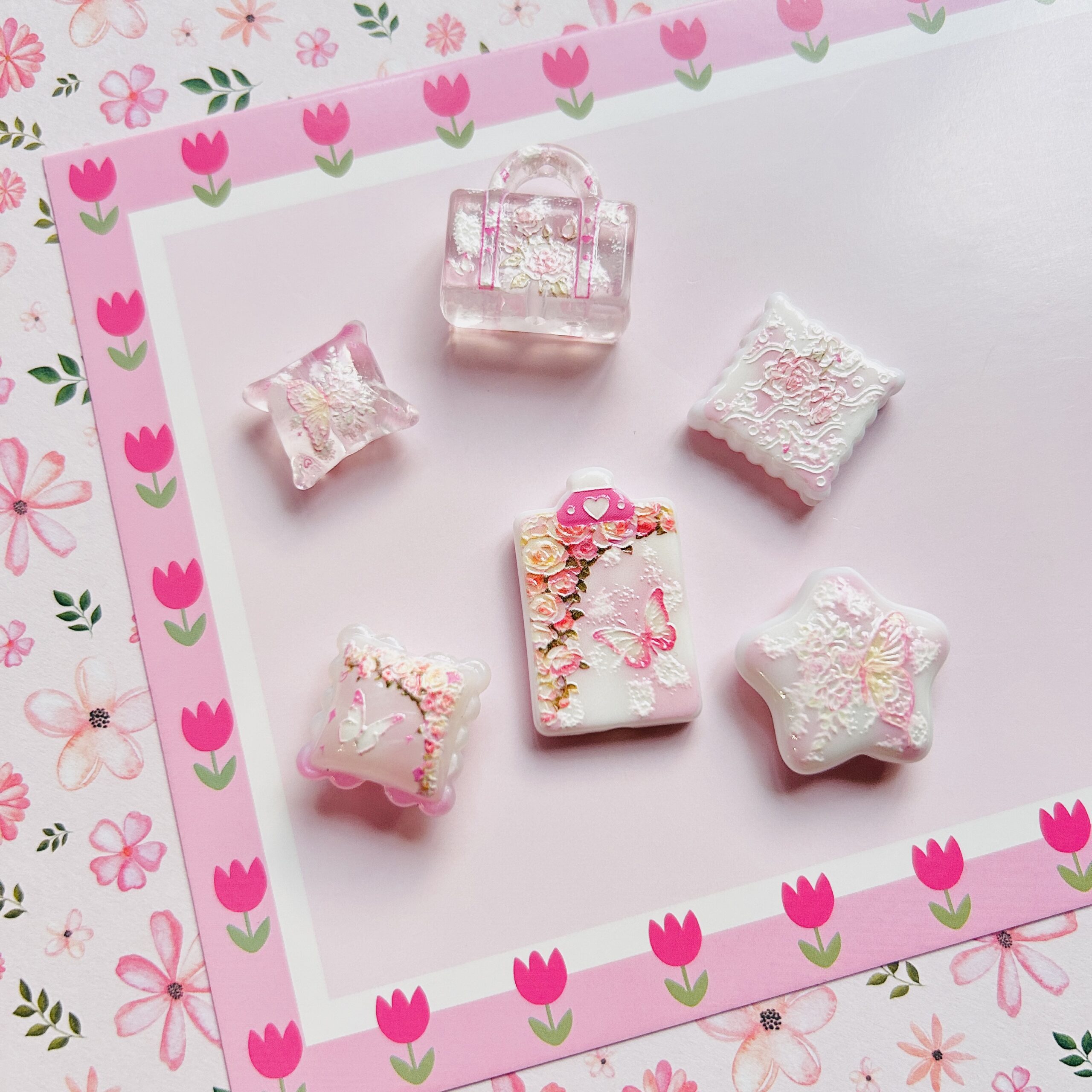 Floral Butterfly Beads Mix 6pc - Image 2