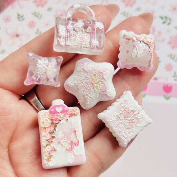 Floral Butterfly Beads Mix 6pc